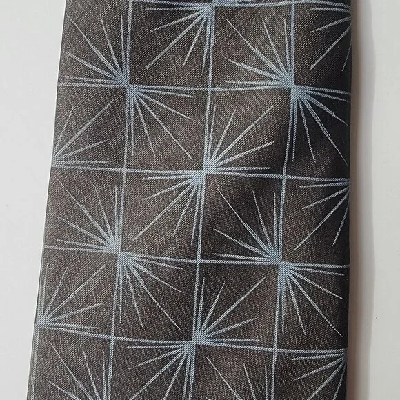 CHANEL Men's Vintage Tie 100% Silk Made in Italy Dark Grey w/ light blue pattern
